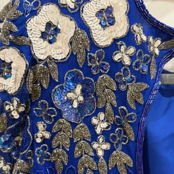 Laurence Kazar vintage Blue Embroidered Dress size small - Picture 11 of 12